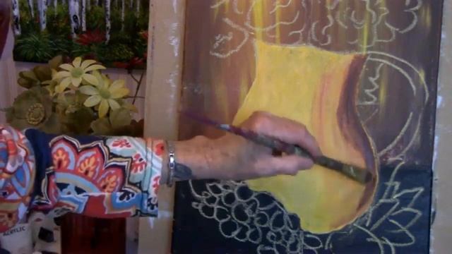 How to Paint "Vase of Roses" using the "Grid Method" and Magic Mist with Acrylics Lesson 1 смотреть онлайн