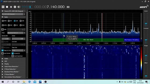 Faixa de 40 metros com rtl-sdr genérico LSB. смотреть онлайн