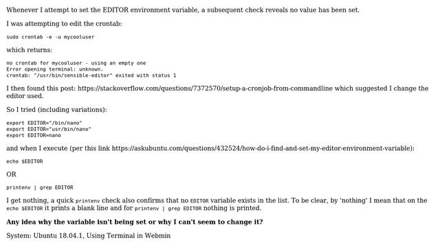 Unix & Linux: $EDITOR environment variable won't set смотреть онлайн
