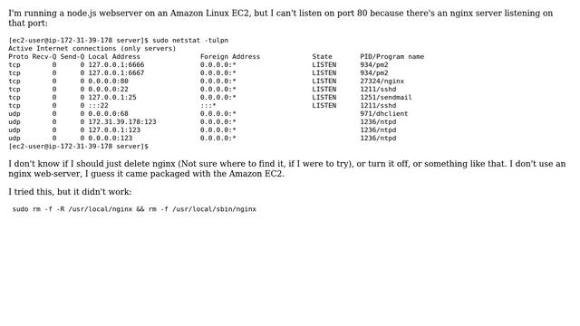 Webmasters: How do I get ngix to stop listening on port 80? смотреть онлайн