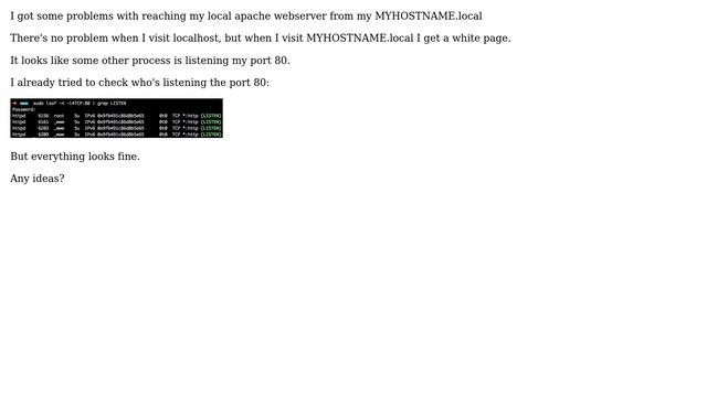 Unix & Linux: Can't reach apache document root from HOSTNAME.local on mavericks смотреть онлайн