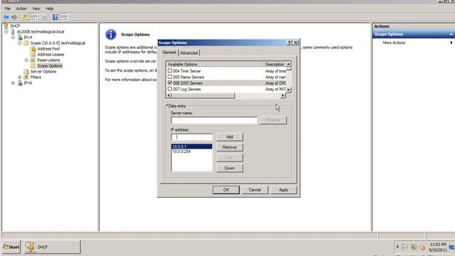 Windows Server 2008: DHCP scope options смотреть онлайн
