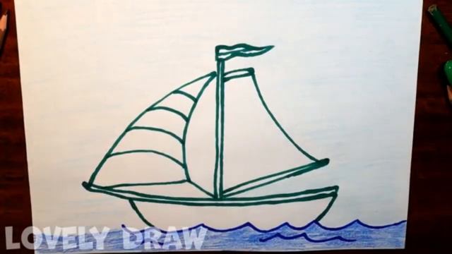 Drawing a ship for children / Рисунок корабль для детей / Bolalar uchun kemani chizish смотреть онлайн