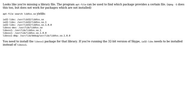 skype: error while loading shared libraries: libXss.so.1: cannot open shared object file: No... смотреть онлайн