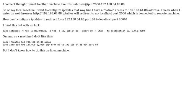 Linux iptables forward from ip1:port1 to ip2:port2 смотреть онлайн