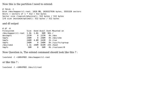 proper argument to extend logical volume, /dev/mapper/vg-lv or /dev/vg/lv? смотреть онлайн