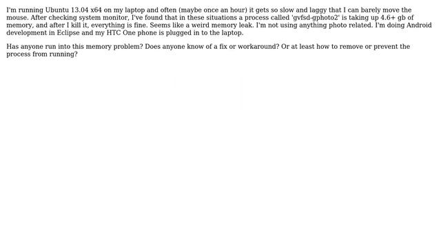 Ubuntu: gvfsd-gphoto2 memory leak in Ubuntu 13.04 смотреть онлайн