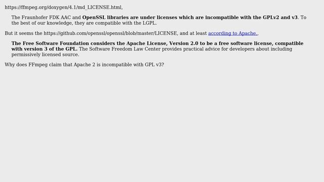 Unix & Linux: FFmpeg claims OpenSSL is not compatible with GPL v3? смотреть онлайн