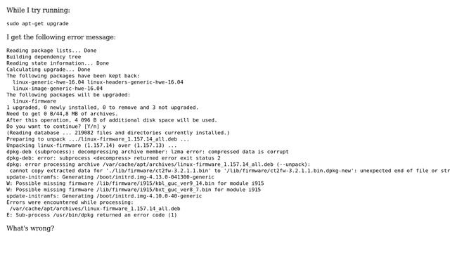 Ubuntu: Errors installing linux-firmware смотреть онлайн