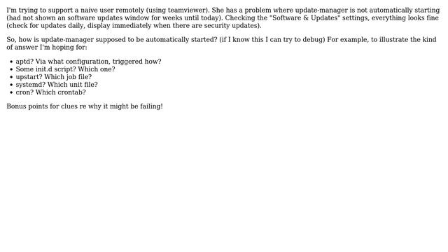 Ubuntu: By what mechanism is update-manager supposed to be automatically started? смотреть онлайн
