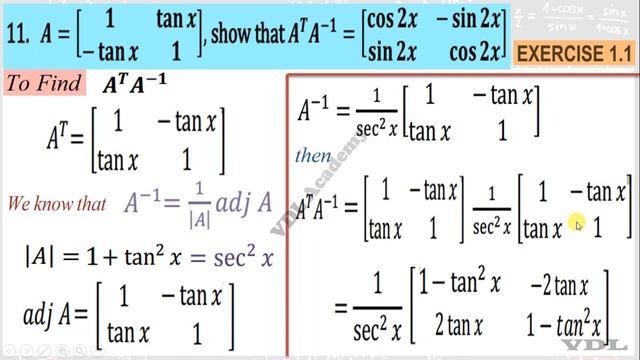 Exercise 1.1 Q.No.11 - 12th Maths - Applications of Matrices and Determinants - TN - VDL Academy смотреть онлайн