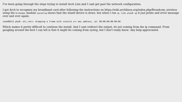 'ip link set wlan0 up' makes terminal unusable [Arch Linux] смотреть онлайн
