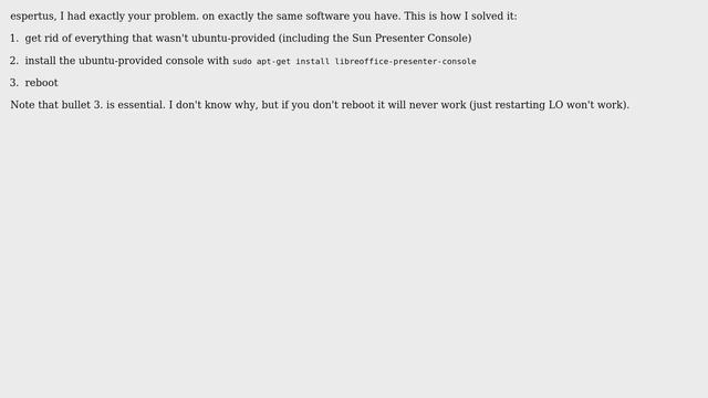 Ubuntu: How do I get LibreOffice with Presenter Console to display notes and next slide? смотреть онлайн