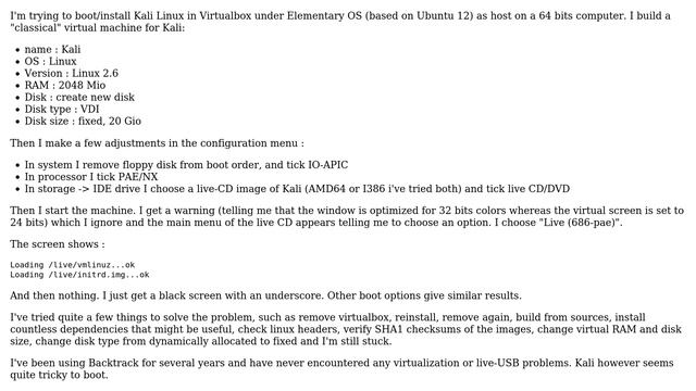 Unix & Linux: Can't boot Kali-linux in Virtualbox (Elementary OS host) (2 Solutions!!) смотреть онлайн