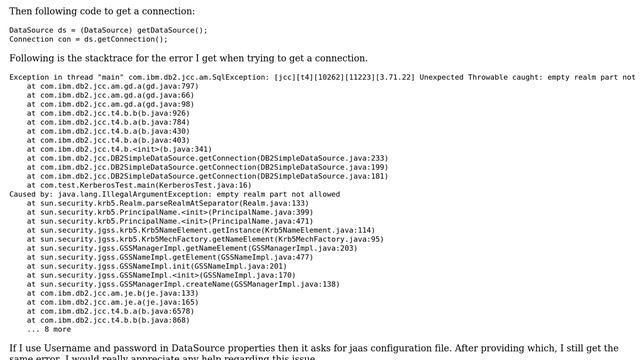 empty realm part not allowed Issue with Kerberos Authentication over DB2 Server смотреть онлайн