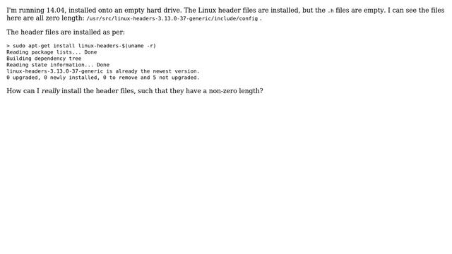 Ubuntu: Why are the installed linux header files empty? смотреть онлайн