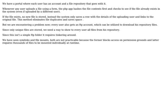 Providing ftp access (of selected files) to users from a hashed repository of unique files смотреть онлайн
