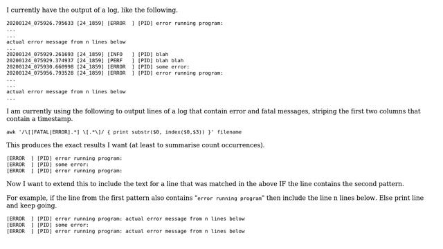 awk print pattern matched lines, and if a line with pattern1 has pattern2, then print line with... смотреть онлайн