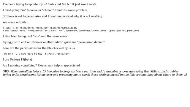 No permission to modify files in my own &HOME directory смотреть онлайн