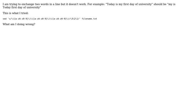 Unix & Linux: exchange two words using sed смотреть онлайн