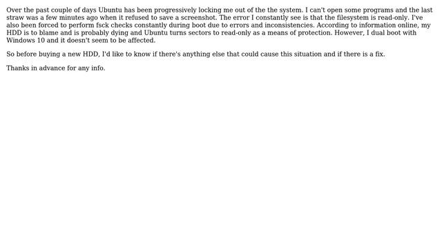 Unix & Linux: Usability is compromised on Ubuntu because of read-only filesystem error смотреть онлайн