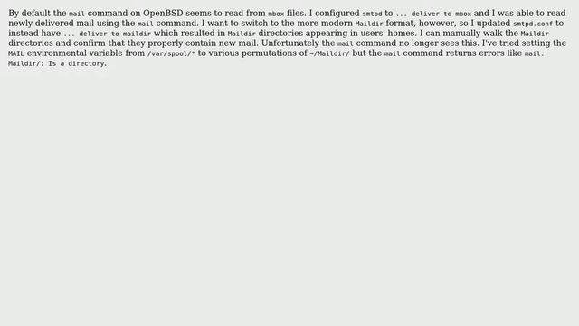 How do you configure the mail command to read Maildir instead of the default mbox on OpenBSD? смотреть онлайн