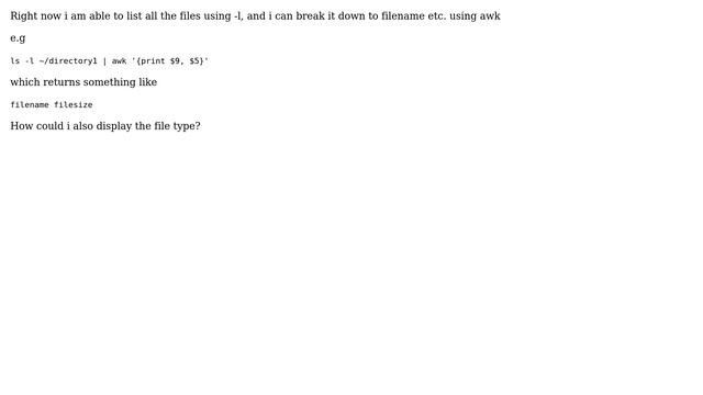 Unix & Linux: How to list all files in named directory, file type included? смотреть онлайн