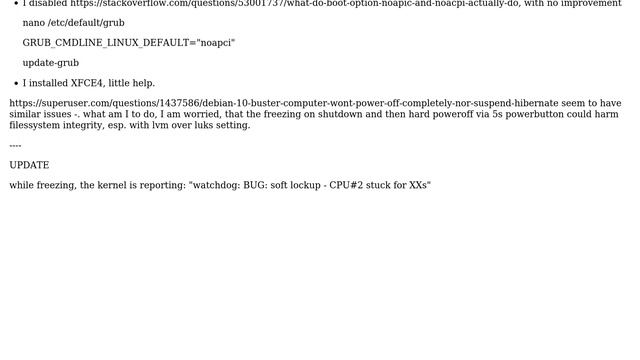 Logout, Shutdown and reboot freezes Debian 10 Buster fresh install, while for Stretch it worked... смотреть онлайн