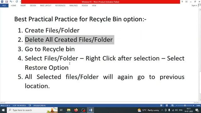 Computer Basics | Windows Operating System Part 1.3 Use of Recycle Bin смотреть онлайн