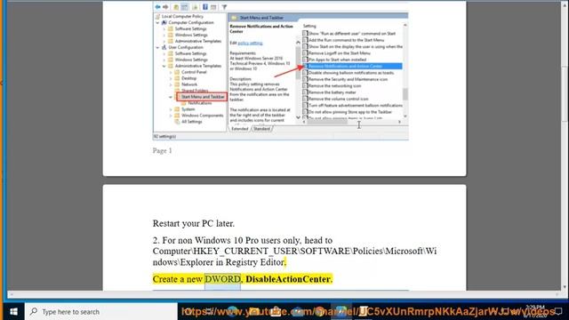 Enable/Disable Action Center (Notifications Center) in Windows 10 смотреть онлайн
