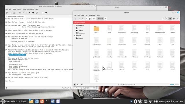 Linux Mint 21.3 - Cinnamon - Boot Menu Text Color Tips. смотреть онлайн