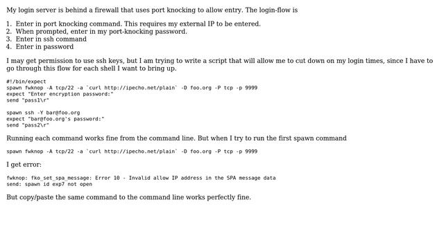 Bash/expect script to log in via ssh and port knocking. SSH Keys not possible (2 Solutions!!) смотреть онлайн