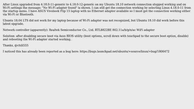 Ubuntu: Wi-Fi stopped working on Ubuntu 18.10 with Linux 4.18.0-12 смотреть онлайн