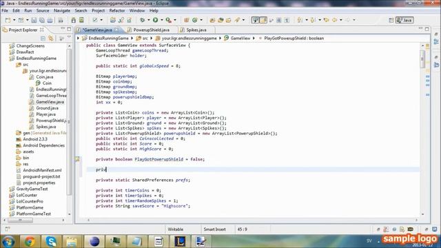 Programming an Endless Running Game, Android. Video 13 - Adding a shield powerup, adding 2 timers смотреть онлайн
