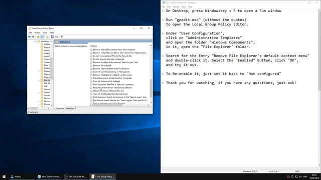 How to deactivate/re-activate Right-Click Menu [Windows 10] смотреть онлайн
