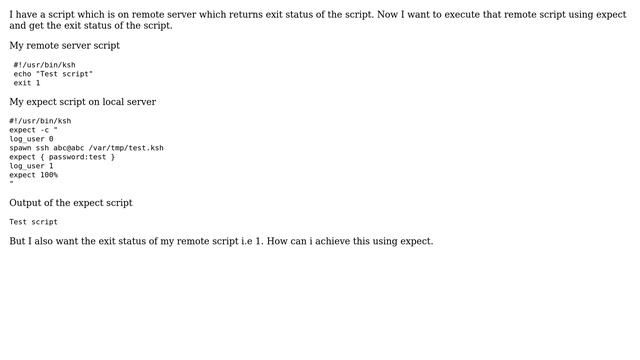 Unix & Linux: Using expect to execute remote script and get script exit status смотреть онлайн