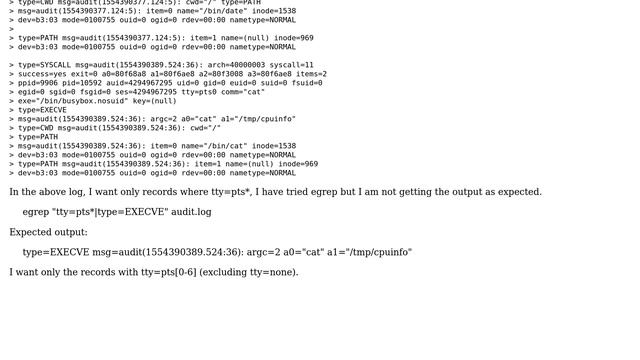 Unix & Linux: How to extracting only few records from audit.log? смотреть онлайн