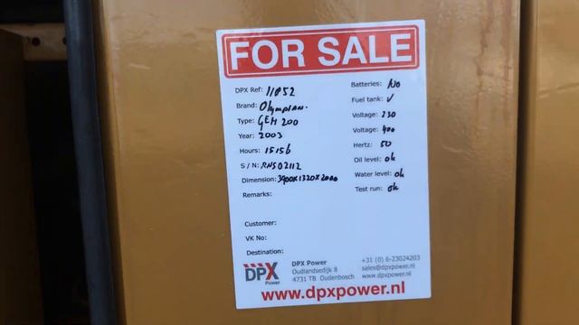 DPX power: Loadest GEH 200 - 220 kVA Generator - DPX-11852 смотреть онлайн
