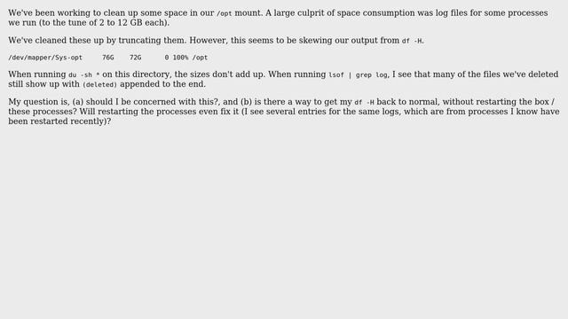 Unix & Linux: Should I be concerned with large (deleted) files in lsof? смотреть онлайн