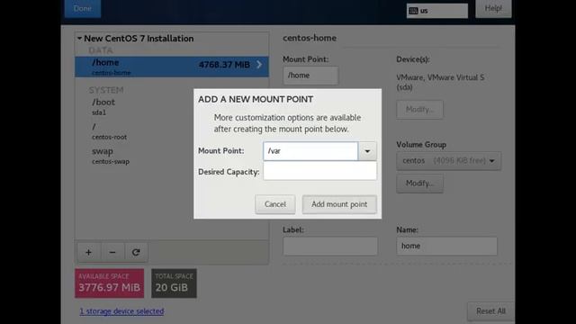 Installation Centos 7.6 With Manual Partition смотреть онлайн