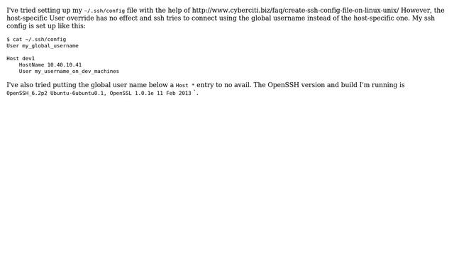 OpenSSH ~/.ssh/config host-specific overrides not working смотреть онлайн