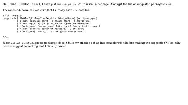 Unix & Linux: Why does 'apt-get install' suggest packages that I already have? смотреть онлайн