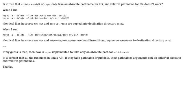 Unix & Linux: Does `--link-dest` of `rsync` only take an absolute pathname? смотреть онлайн