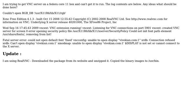 DevOps & SysAdmins: Vnc Server does not start on Fedora Core 11? смотреть онлайн