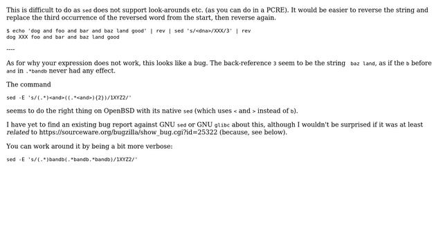 Unix & Linux: Why doesn't this sed command replace the 3rd-to-last "and"? (2 Solutions!!) смотреть онлайн