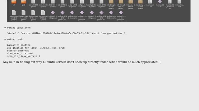 Ubuntu: rEFInd can't find Lubuntu kernel on Lubuntu partition смотреть онлайн