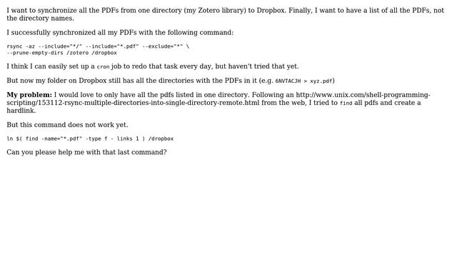 Unix & Linux: How can I synchronize all PDFs from one directory with Dropbox? смотреть онлайн