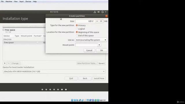 3.Ubuntu Linux Installation creating custom partitions смотреть онлайн