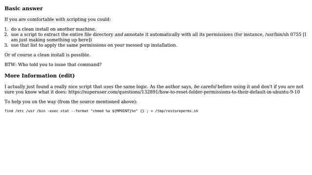Ubuntu: How can I recover from chmod -R a-wrx / command? (2 Solutions!!) смотреть онлайн