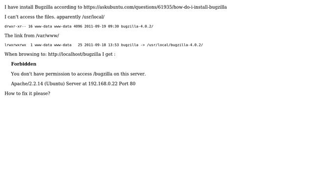 Ubuntu: Bugzilla is not running - Access forbidden смотреть онлайн